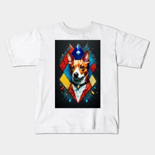 Basenji Close-Up in Triple Primary Colors Kids T-Shirt